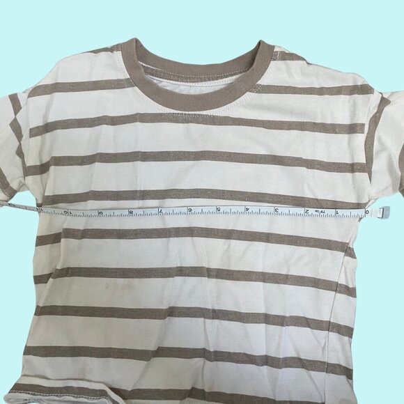 Grayson Mini Neutral Striped Toddler T-Shirt Beige & White 3T – Soft Cotton Tee - Picture 4 of 6